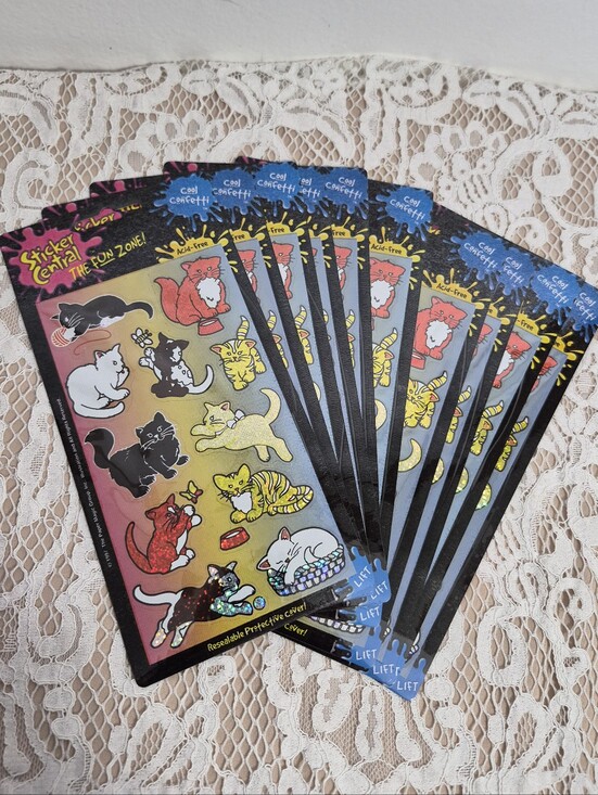 Vintage Other - 90s Cat Stickers - 10 Packs